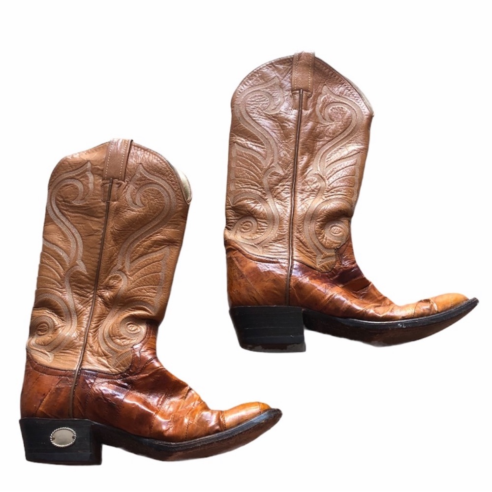SOLD!! Women’s Burnt Orange Real Leather Cowboy Boots Size 6